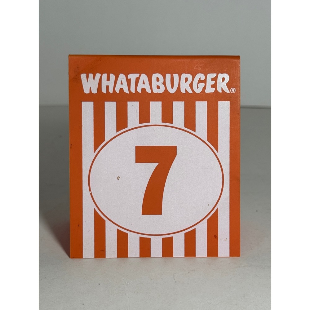 Whataburger Table Tent Number 7 Orange White Striped Restaurant Sign Decor